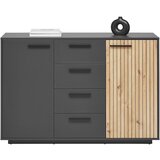Mömax Široka Komoda Lukas, Antracit, Barva Hrasta | Shoptok.si