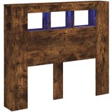 Maison Chic led posteljno vzglavje - vzglavna omarica - nočna omarica dimljen hrast 120x18,5x103,5 cm inž. les, (21712512) Cene
