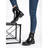 GOODIN Lacquered black women's ankle boots with a zipper | shoptok.hr