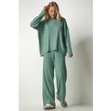 Happiness İstanbul Women's Turquoise Knitwear Sweater Pants Suit