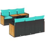  Vrtna garnitura - 7-dijelni set vrtnih sofa od poliratana s jastucima crni bagrem - Crna 1 | shoptok.hr