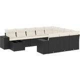  The Living Store Vrtna sedežna garnitura 11-delna z blazinami črn poli ratan - Vrtna Sedežna Garniture, (21465598) | Shoptok.si