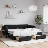  Dnevni krevet na razvlačenje s ladicama crni 80 x 200 cm baršun | shoptok.hr