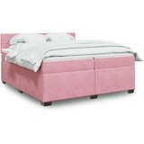 vidaXL Box spring postelja z vzmetnico roza 200x200 cm žamet | Shoptok.si