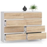 AKORD Komoda, 8 Predalov, Bela/Hrast Sonoma, (5000332356) | Shoptok.si