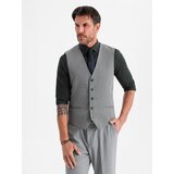 Ombre Elegant men's SLIM FIT herringbone vest - grey Cene