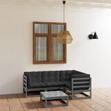 The Living Store Vrtna sedežna garnitura 5-delna z blazinami trdna borovina - Vrtna Sedežna Garnitura, (21423810) | Shoptok.si