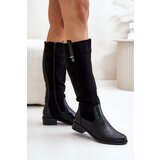 Boto PE2 Women's Warm Knee-High Boots With Zipper Black Ivasira | shoptok.hr
