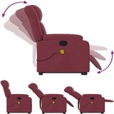 vidaXL Masažni naslonjač na podizanje od tkanine crvena boja vina | shoptok.hr