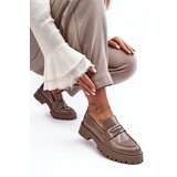 Boto Lacquered Loafers on Flat Heel Beige Jannah | Shoptok.si