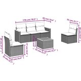  6-dijelni set vrtnih sofa s jastucima crni od poliratana Crna 61 x 62 x 69 cm | shoptok.hr