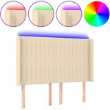  LED uzglavlje krem 147 x 16 x 118/128 cm od tkanine | Eponuda.com
