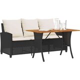  Vrtna sofa 3-sjed s jastucima i stolom od crnog poliratana | shoptok.hr