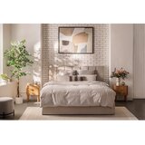 Bonami Selection Bež oblazinjena zakonska postelja s prostorom za shranjevanje z letvenim dnom 160x200 cm Thessa Bold Line – | Shoptok.si