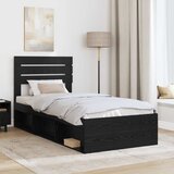  Krevetna konstrukcija Crna 90 x 200 cm Čvrsto borovo drvo | shoptok.hr