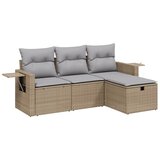 Maison Chic Seti vrtnega pohištva - Vrtna garnitura - Vrtni pohištvo set 4-delna z blazinami bež poli ratan, (21809830) | Shoptok.si