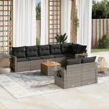  The Living Store Vrtna sedežna garnitura 9-delna z blazinami siv poli ratan - Vrtna Sedežna Garniture, (21478479) | Shoptok.si