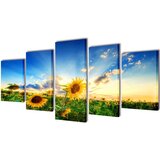 vidaXL Zidne Slike na Platnu Set s Printom Suncokreta 200 x 100 cm Cijene
