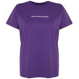 Trendyol Curve Purple Crew Neck Slogan Detailed Knitted T-Shirt | shoptok.hr