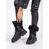 SEASTAR Women's black lace-up snow boots with fur on the platform | shoptok.hr