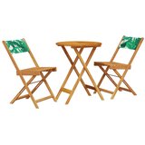  3-dijelni bistro set od tkanine i masivnog drva uzorkom lišća | shoptok.hr