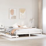 vidaXL Posteljni okvir brez vzmetnice bel 200x200 cm trdna borovina Cene
