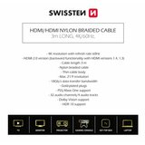 Swissten kabel HDMI 2.0, 60Hz, 18GB/s, 4K, do 21:9, 3m, pozlaćeni konek, crni | shoptok.hr