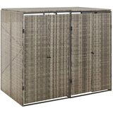 vidaXL dvojna lopa za smetnjake siva 140x80x117 cm poli ratan Cene