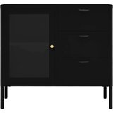 vidaXL Komoda crna 75 x 35 x 70 cm od čelika i kaljenog stakla | shoptok.hr