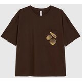 Marisse Brown T-Shirt With A Hat On The Pocket | Shoptok.si