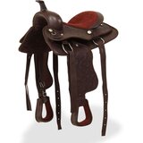 vidaXL Western sedlo, uzda in oprsnica pravo usnje 13" rjave barve | Shoptok.si