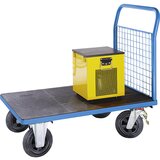 eurokraft pro ploski voziček, z mrežasto čelno stranico, dxš 1050 x 700 mm, kolesa iz polne gume | Shoptok.si