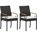  Vrtne stolice 2 pcs Crna i krem-bijela Poliratan i Akacija | shoptok.hr