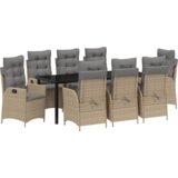  Komplet za jedilnico v vrtu z blazino 9 pcs Bež poli ratan, (5000311576) | Shoptok.si