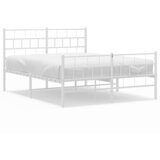 vidaXL Kovinski posteljni okvir z vzglavjem in vznožjem bel 160x200 cm, (20904355) Cene
