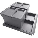 Siv plastičen koš za smeti 2x12 l za ločevanje odpadkov/izvlečni Metropolis Flip-up –