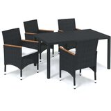 vidaXL 5-dijelni vrtni blagovaonski set s jastucima od poliratana crni | shoptok.hr
