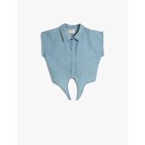  Crop Denim Shirt Front Tie Detail Short Cotton Cene