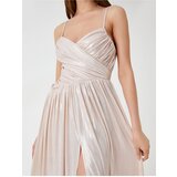 Koton Long Evening Dress Draped Strap Shiny | Shoptok.si