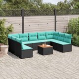 Vrtna garnitura - 10-dijelni set vrtnih sofa od poliratana s jastucima crni - Crna 1 | shoptok.hr