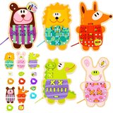 Woopie Green drvene životinje za provlačenje 5 u 1, Montessori igračka, 20 dijelova | shoptok.hr