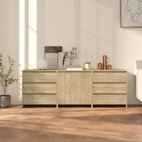  3-dijelna komoda boja hrasta sonome od konstruiranog drva | shoptok.hr