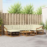  Set vanjskih sofa 7 kom. Prirodna i krem Čvrsto drvo akacije | shoptok.hr