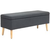 Nesta Oblazinjena sedežna klop s prostorom za shranjevanje, klop za posteljo v videzu lana, kavčukov les, 110x39x45 cm, temno siva, (5000493378) | Shoptok.si