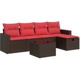  6-dijelni set vrtnih sofa od poliratana s jastucima smeđi | shoptok.hr