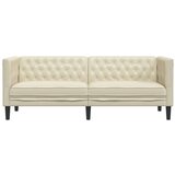 vidaXL Kavč trosed Chesterfield krem umetno usnje | Shoptok.si