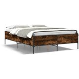  Okvir za krevet boja hrasta 120x190cm konstruirano drvo i metal Smeđa 120 x 190 cm | Shoptok.si