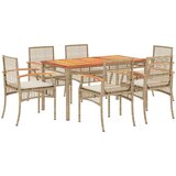  7-dijelni vrtni blagovaonski set od poliratana s jastucima bež 140 cm table length | shoptok.hr