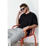 Trendyol Limited Edition Basic Men's Black Oversize/Wide Cut Tok Fabric Polo Collar T-Shirt Cene