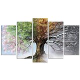 Wallity Slika drvo 4 godišnja doba u pet dijelova 110x60 cm cijene